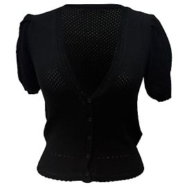 Autre Marque Doen Strickjacke mit kurzen Ärmeln aus schwarzer Wolle Schwarz