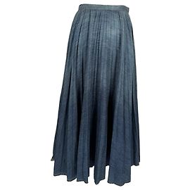 Falda midi vaquera plisada Dior en algodón azul Azul