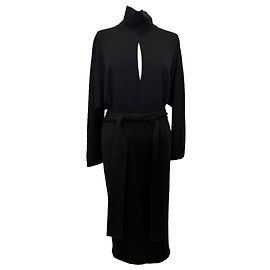 Tom Ford Cutout Rollkragen-Midikleid aus schwarzem Kaschmir Schwarz