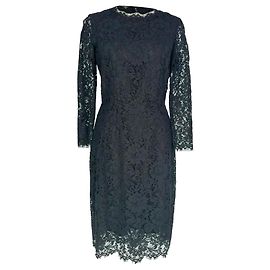 Vestido midi de renda de manga comprida Dolce & Gabbana em viscose preta Preto