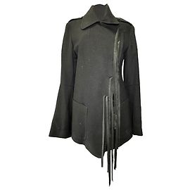 Ann Demeulemeester Front Self-Tie Jacket in Black Wool Black