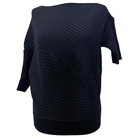 JW Anderson J.W. Anderson 3/4 Dolman-Ärmel Pullover mit Boot Ausschnitt aus Navy Merino-Wolle Blau Marineblau