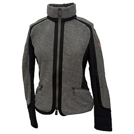 Moncler Grenoble Zip-Up Paneled Jacket in Grey Wool Grey