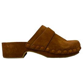 Chloé Joy Studded Clogs in Brown Suede  Brown