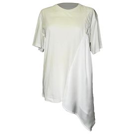 Camiseta drapeada assimétrica Victoria Beckham em algodão branco Branco