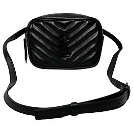 Yves Saint Laurent Bolsa de cintura Lou em couro de bezerro preto Outro Impressão em python