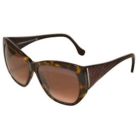 Balenciaga Sonnenbrille in Schildpatt-Optik mit Leder-Einsätzen Braun Andere