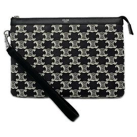 Céline Clutch con tracolla Celine Triomphe Nero Bianco