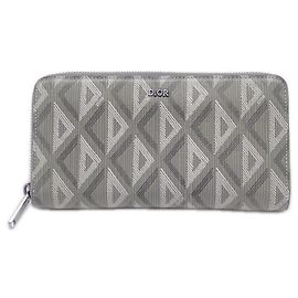 Christian Dior CD Diamond Long Zip Wallet Brown