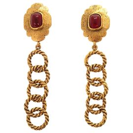 Orecchini a clip Chanel Vintage Gripoix Rosso D'oro