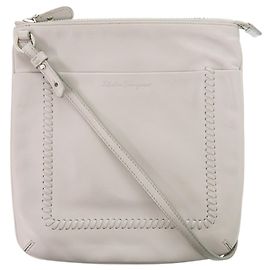 Bolsa de ombro em couro cinza Salvatore Ferragamo Marrom
