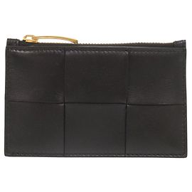 Bottega Veneta Cassette Maxi Intrecciato Leather Card Case Black