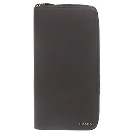 Prada Saffiano Leather Long Wallet in Black Black