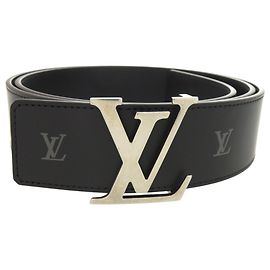 Cinturón Louis Vuitton LV Initials de cuero reversible negro Negro Plata