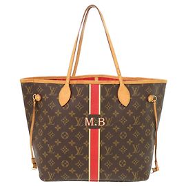 Sac cabas Louis Vuitton Neverfull MM Monogram Rouge Marron Rouge Monogramme
