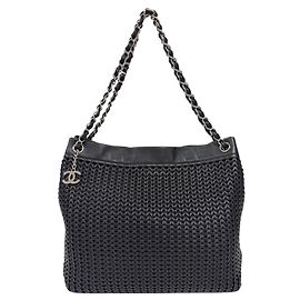 Chanel Black Grained Calfskin Tote Bag Black