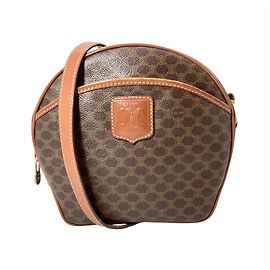 Céline Celine Macadam Pattern Leather Shoulder Bag Brown
