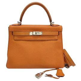 Hermès Hermes Kelly Orange Clemence mit Palladium-Hardware 28 Orange