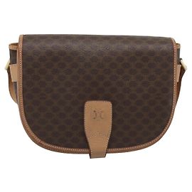 Céline Celine Vintage Macadam Lona e Couro Marrom