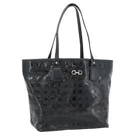 Salvatore Ferragamo Gancini Tote Patent leather Black