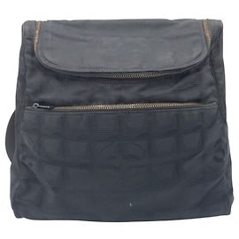 Chanel New Travel Line Coco Mark Black Nylon Backpack Black