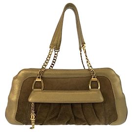 Bolsa de ombro com corrente Cartier La Dona em camurça marrom e couro dourado Marrom Dourado