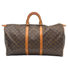 Louis Vuitton Monogram Keepall 55 Boston Bag Brown
