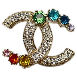 Spilla Chanel Coco Mark con strass Argento Multicolore