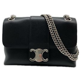 Céline Bolsa de ombro Victoire Medium em couro de bezerro Celine Preto
