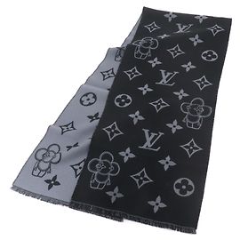 Bufanda de lana Monogram Vivienne Louis Vuitton Castaño Negro Monograma