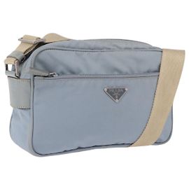 PRADA Shoulder Bag Nylon Light Blue Silver Auth 190750 Silvery Light blue