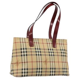 BURBERRY Tote Bag PVC Beige Silver Nova Check Auth 187854V Silvery Beige Other