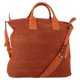 Sac à main PRADA en toile 2way Orange Or Auth mr2579V Doré Orange