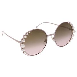 FENDI Sonnenbrille Metall Pink Gold Auth 189574M Pink Golden