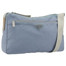 Borsa a tracolla PRADA Nylon Azzurro Chiaro Argento Auth 189553A Argento Blu chiaro