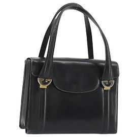 Borsa GUCCI in pelle nera con dettagli dorati Auth 189492 Nero D'oro