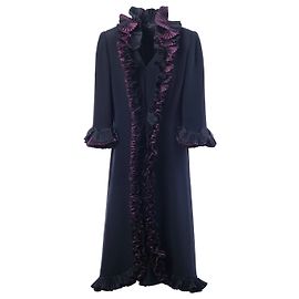 Autre Marque Roberto Capucci Haute Couture Kleid mit Plissee-Rüschen Grau Bordeaux