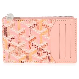 Tarjetero con cremallera Goyardine Canvas Bourbon rosa Goyard Rosa