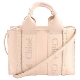 Mini sac à main 2Way en cuir Chloé Woody Rose Beige