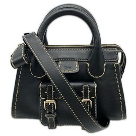 Sac à main mini en cuir Chloé Edith Noir
