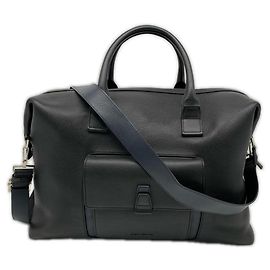 Christian Dior Dior Homme Leather Boston Bag Black Navy blue