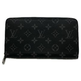 Louis Vuitton Monogram Eclipse Zippy Organizer Long Wallet Brown Black
