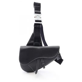 Bolsa Saddle em couro preto Christian Dior Preto