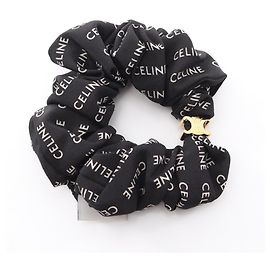 Céline Scrunchie de seda Celine Rayure Triomphe Preto