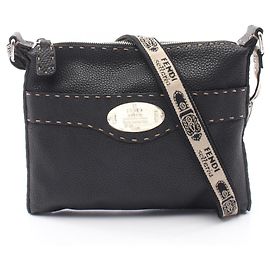 Fendi Selleria Black Leather Shoulder Bag Black