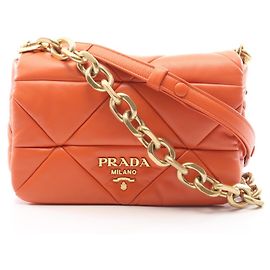Bolsa de mão 2-Way em couro Prada Laranja Laranja