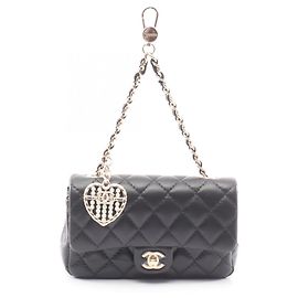 Chanel Matelassé Classic Black Handbag Charm Black