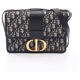 Bolsa de ombro Christian Dior 30 Montaigne Oblique Jacquard Bege Azul marinho
