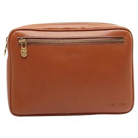 Céline Celine Second Bag Leather Clutch Handbag Brown