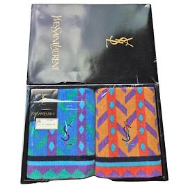 Ensemble de deux serviettes Yves Saint Laurent Noir Bleu Multicolore Vert Orange Violet